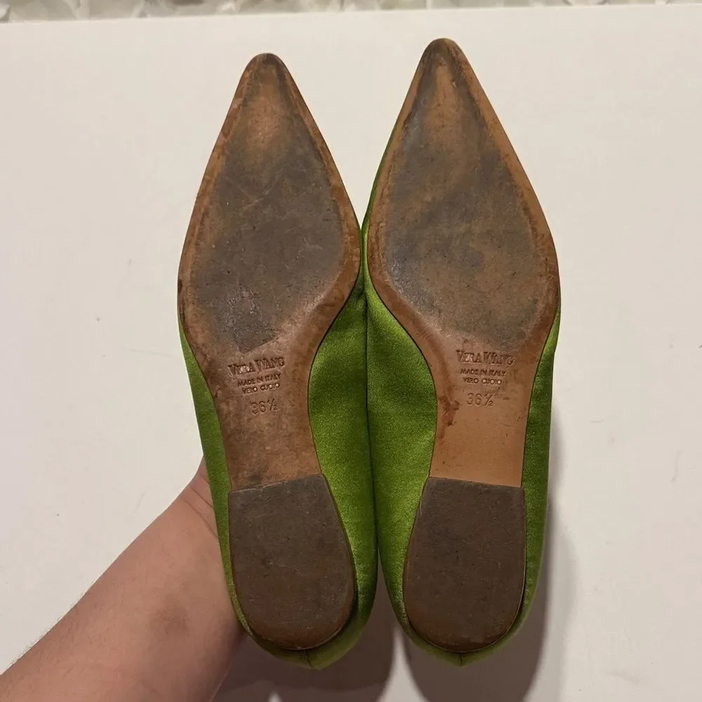 Vera Wang Olive Green Flats with Bow